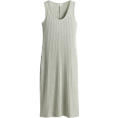 Midikleider - Polyester H&M Ribbed Knit Dress - Pale Green Mottled