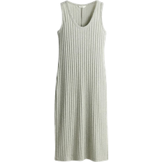 H&M Ribbed Knit Dress - Pale Green Mottled