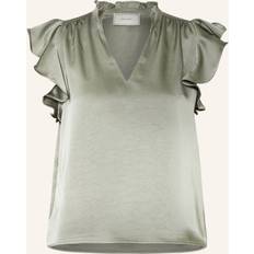 Polyester - XL Bluser Neo Noir Blusenshirt aus Satin mit Rüschen 627 Smoke Green