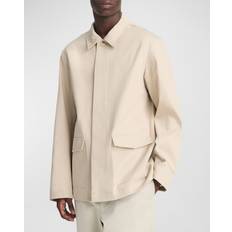 L - Men - White Coats Vince Cotton Short Mac Coat, Ivory