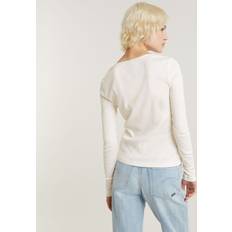 Herre - L Bluser G-Star Deep V Henley Slim Top White Women