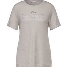 Beige T-Shirts Street One T-Shirt dunkelbeige silber