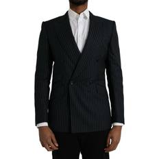 Svarte Dresser Dolce & Gabbana Black Stripe SICILIA Breasted Coat Men's Blazer