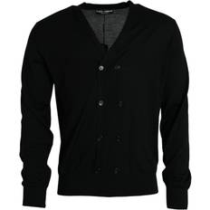 Dolce & Gabbana Herren Cardigans Dolce & Gabbana Black Cashmere Knit Long Sleeves Cardigan Men's Sweater