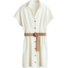 H&M Shirt Dress With Belt - White