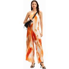 Polyester Jumpsuits & Overalls Desigual Langer Jumpsuit Neckholder abstrakt ORANGE