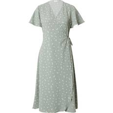 Gule Kjoler Vila Lovie S/S Wrap Midi Dress Green Milieu AOP:LOL