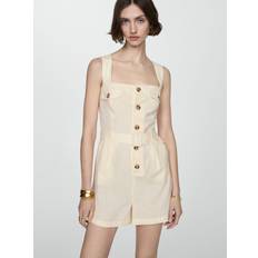 Beige - Damen Jumpsuits & Overalls Mango Birkin Button Front Playsuit, Cream