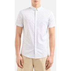 Armani Exchange White Shirts Armani Exchange Logo-Print Cotton-Blend Shirt White