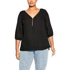 Blouses City Chic Plus Fling Elbow Sleeve Top Black 20W