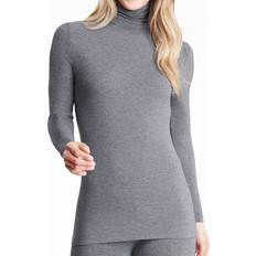 Gray - Women Blouses Cuddl Duds Softwear with Stretch Turtleneck Charcoal