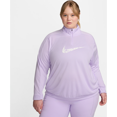 Nike Damen Blusen Nike Swoosh Dri-FIT Midlayer mit Viertelreißverschluss für Damen große Größen Lila 1X