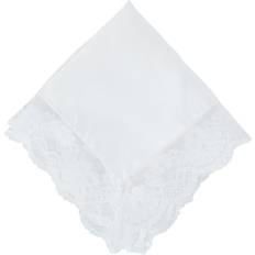 White Handkerchiefs CTM Women's Bridal Dress Lace and Linen Handkerchief, White