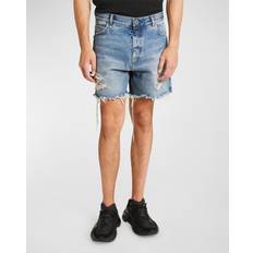 Herre - Jeansshorts Balmain Blå Rippede Jeans Blue