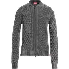 Diesel Cotton Cardigans Diesel Man Cardigan Lead Cotton Grey