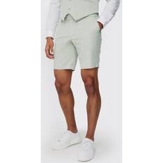 Shorts boohooMAN Mens Textured Slim Fit Suit Shorts Green