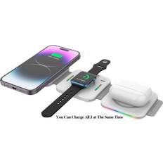 Intelli foldable 3-in-1 wireless charger with magnetic phone, watch, headphone