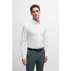 Hugo Boss White Shirts Hugo Boss Slim-fit Shirt In Easy-iron Stretch-cotton Poplin
