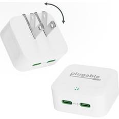 Mobile Phone Accessories Plugable Dual USB C Charger Block, 40W 2-Port Fast Charging Flat USB C Wall Charger, Power Delivery for iPhone 15, iPad, AirPods, Samsung