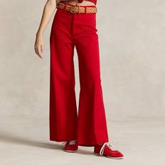 Polo Ralph Lauren Red Pants Polo Ralph Lauren Stretch Cotton Twill Wide-Leg Crop Pant in Red