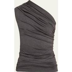 M Blouses Norma Kamali Lazy Diana Asymmetrical Draped Top DARK GREY X-SMALL