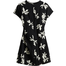 H&M Tapered-Waist Dress - Black/Floral