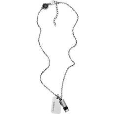 Diesel Double Pendant Necklace - Silver/Black