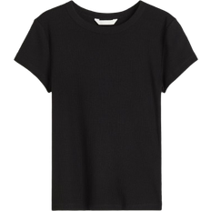 Damen Oberteile H&M Ribbed T-shirt - Black