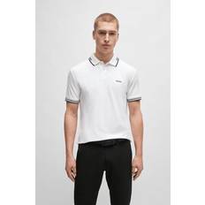 White Polo Shirts BOSS Stretch-cotton Slim-fit Polo Shirt With Branding