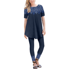 Roaman's Placement Print Set - Navy Ikat Medallion