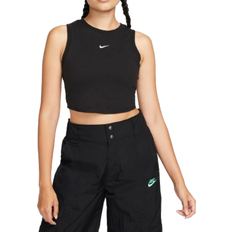 Nike Women T-shirts & Tank Tops Nike Women's Machine Knit Sportswear Chill Mini Tank Top - Black/Sail