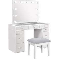 Vanity makeup table Coaster Regina Makeup Vanity Table with Lighting White Dressing Table 18x37" 2