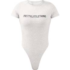 PrettyLittleThing Bodysuits PrettyLittleThing Logo Short Sleeved Bodysuit - Ash Grey