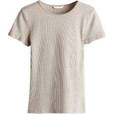 H&M Ribbed T-shirt - Light Beige