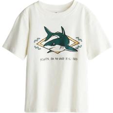 H&M Kid's Printed T-shirt - White/Shark (1216652028)