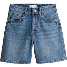 Damen - Jeansshorts - L H&M High-Waisted Denim Shorts - Denim Blue