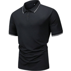 Shein Men's short-sleeved polo shirt in vintage style, fashionable and versatile, leisure sportswear and outdoor tops
