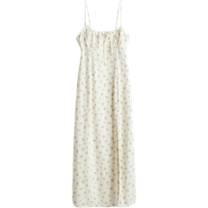 Midikjoler H&M Midi Dress With Laces - Natural White/Floral