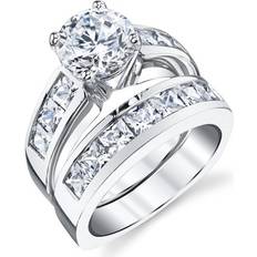 Metal Masters Engagement Wedding Ring - Silver/Transparent