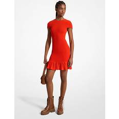 Red - Short Dresses Michael Kors Smocked Georgette Mini Dress