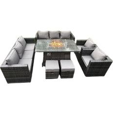 Fimous Gas Fire Pit Essgruppe, 1 Bord inkl. 2 Stolar & 2 Soffor