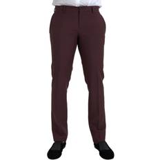 Dolce & Gabbana Red Pants Dolce & Gabbana Maroon Wool Men Slim Fit Dress Men's Pants