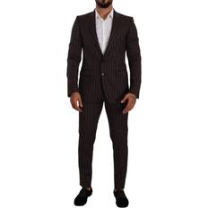 Dolce & Gabbana Red Suits Dolce & Gabbana Elegant Maroon Striped Slim Fit Men's Suit