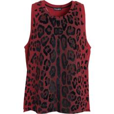 Dolce & Gabbana Red Tank Tops Dolce & Gabbana Red Leopard Print Sleeveless Tank Men's T-shirt