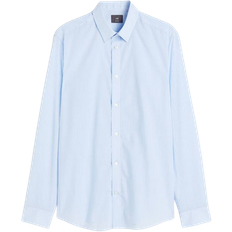 H&M Slim Fit Easy Iron Shirt - Light Blue/Striped