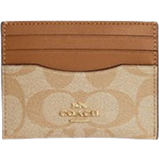 Card Cases Coach Slim Id Card Case In Signature Canvas - Light Khaki/Light Saddle