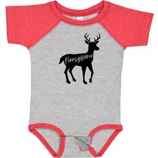 Inktastic Baby New Hampshire Black Deer Silhouette Bodysuit - Heather/Red