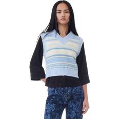 Blouses Ganni Striped Intarsia Vest Blue