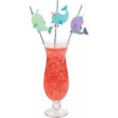 Table Decorations Fun Express Narwhal party straws, party supplies, 12 pieces Multicolor