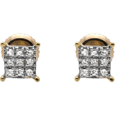 Jewelry Unlimited Four Prong Square Kite Stud Earring - Gold/Diamonds